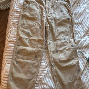 Pilcro Tan Embroidered Pants